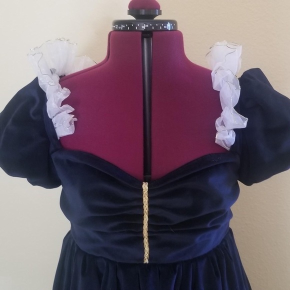 Dark Blue velvet + gold trim Napoleonic Court Gown, authentic repro - Picture 4 of 7